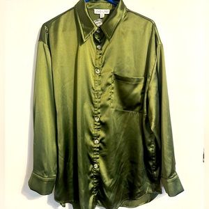 Oversized green button down women’s blouse